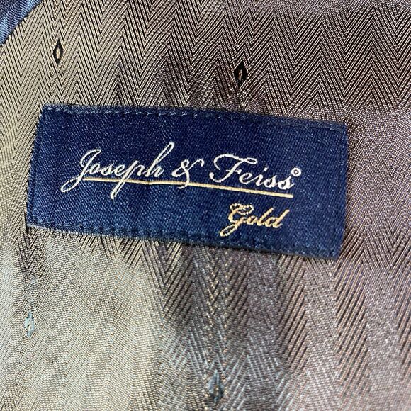 JOSEPH & FEISS Gold Blue 100% Wool Blazer Sport Coat Jacket Single Vent Mens 50R - Picture 11 of 12